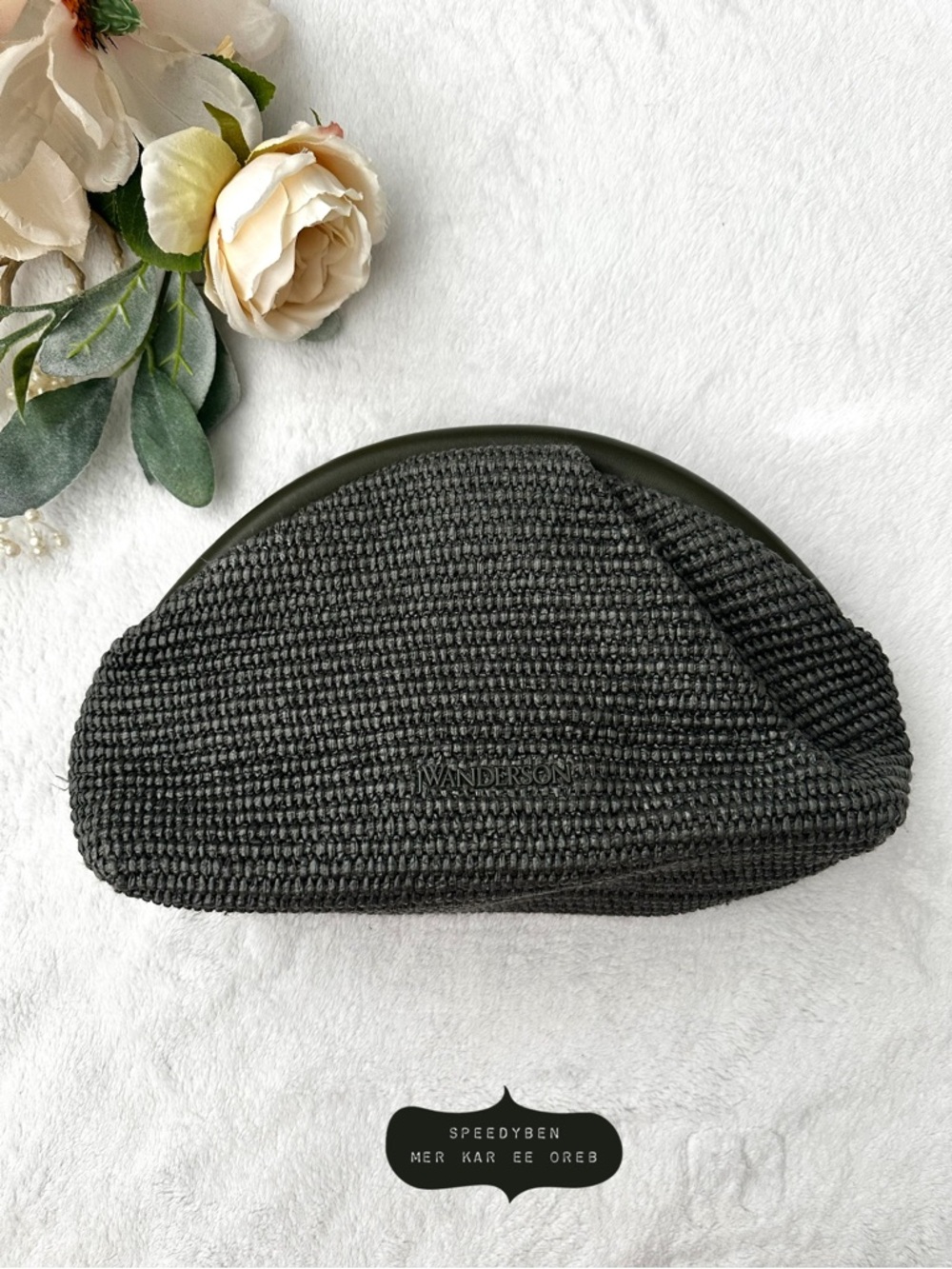 JW Anderson Green Woven Bumper Clutch